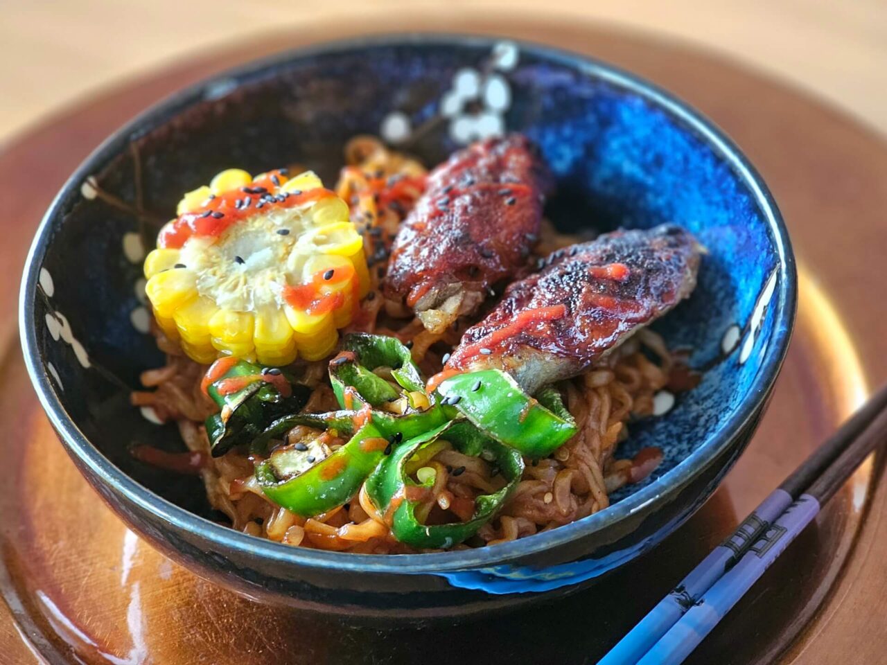 Samyang Buldak Sweet and Spicy Korean Fried Chicken Flavour gepimpt