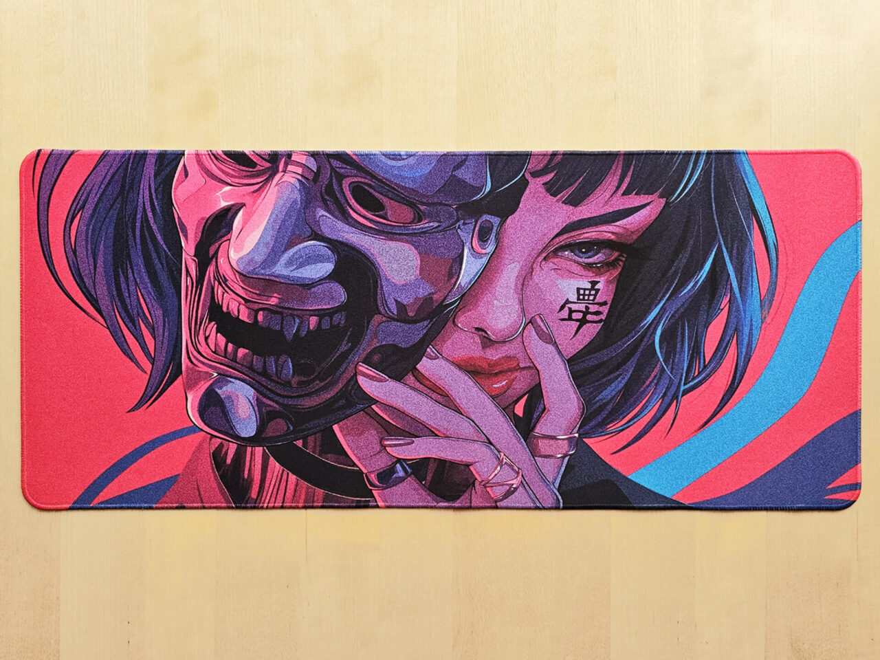 XXL-Gaming-Mauspads im Anime-Stil Samurai Oni Mask Girl Rot